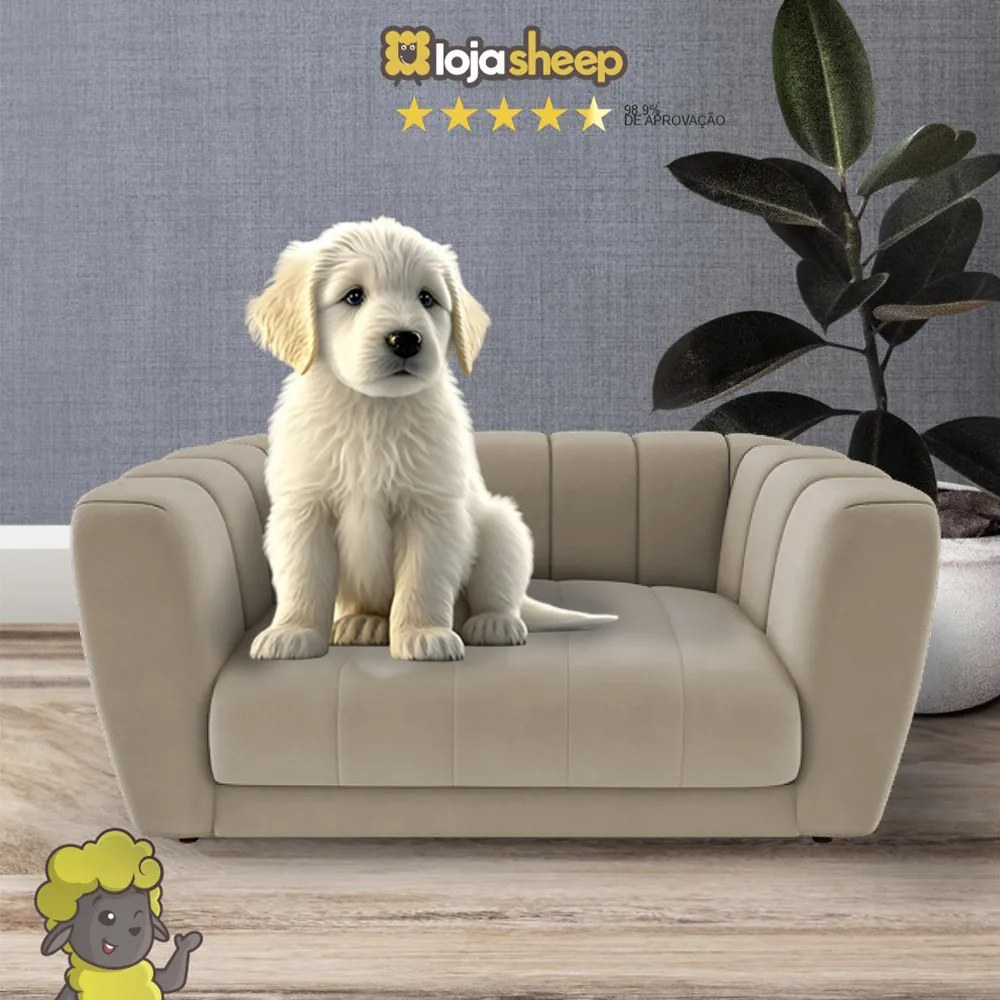 Caminha Casinha para Cachorro Gato Pet Mini Poltrona Meg Veludo Bege - Loja Sheep - Veludo Bege