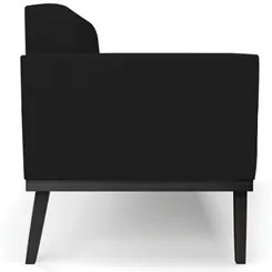 Sofá Namoradeira e 2 Poltronas Base Madeira Preto Ana Linho Preto - Ib