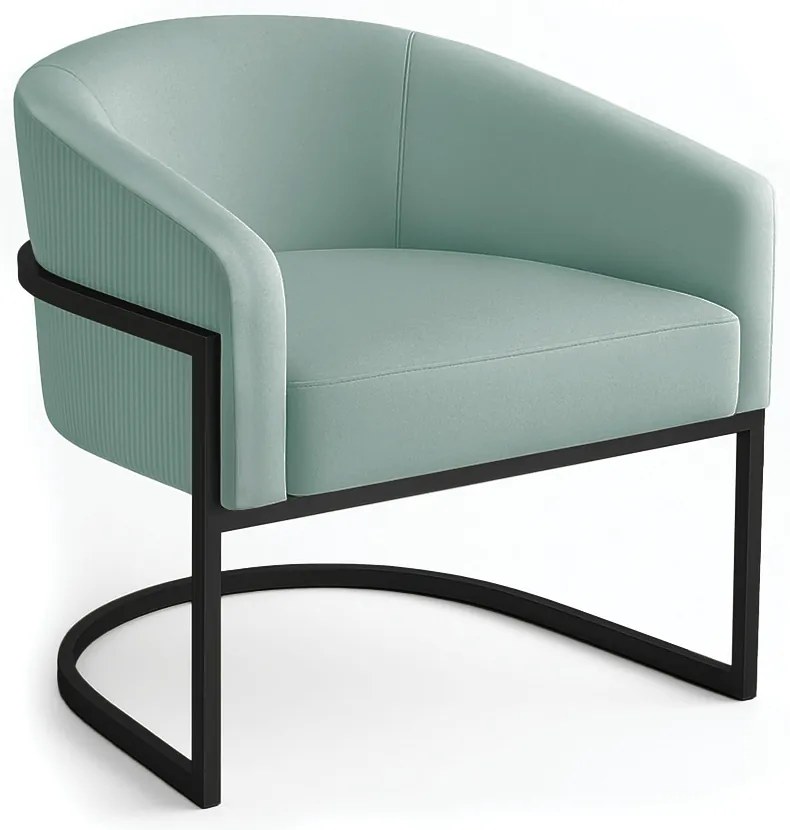 Poltrona Sala Industrial Preto Arielle Veludo Cotelê D03 - D'Rossi - Menta