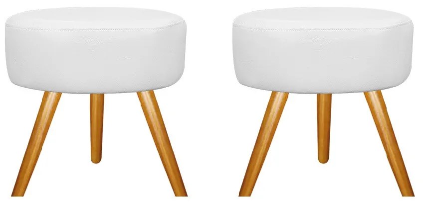 Kit 02 Puffs Sofia Palito Mel Suede Branco - ADJ Decor