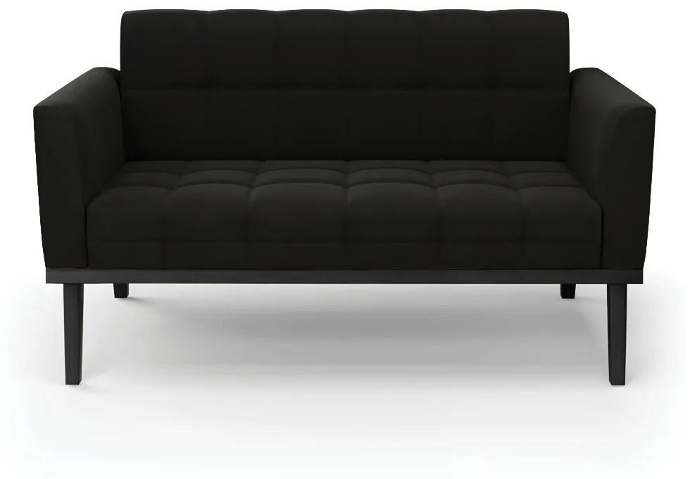 Sofá Namoradeira 2 Lugares Base de Madeira Preto Elisa Suede D03 - D'Rossi - Preto