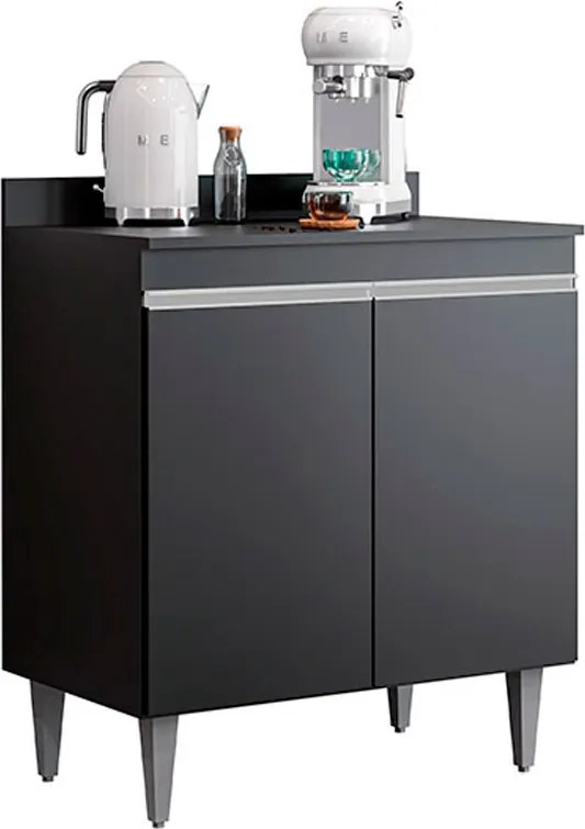Conjunto Balcão de Cozinha com Tampo Papin MDP/BP Preto G96 - Gran Belo