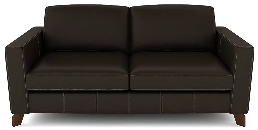 Sofá Sala de Estar Living 3 Lugares 200cm Presley Pés Madeira Couro Marrom G52 - Gran Belo