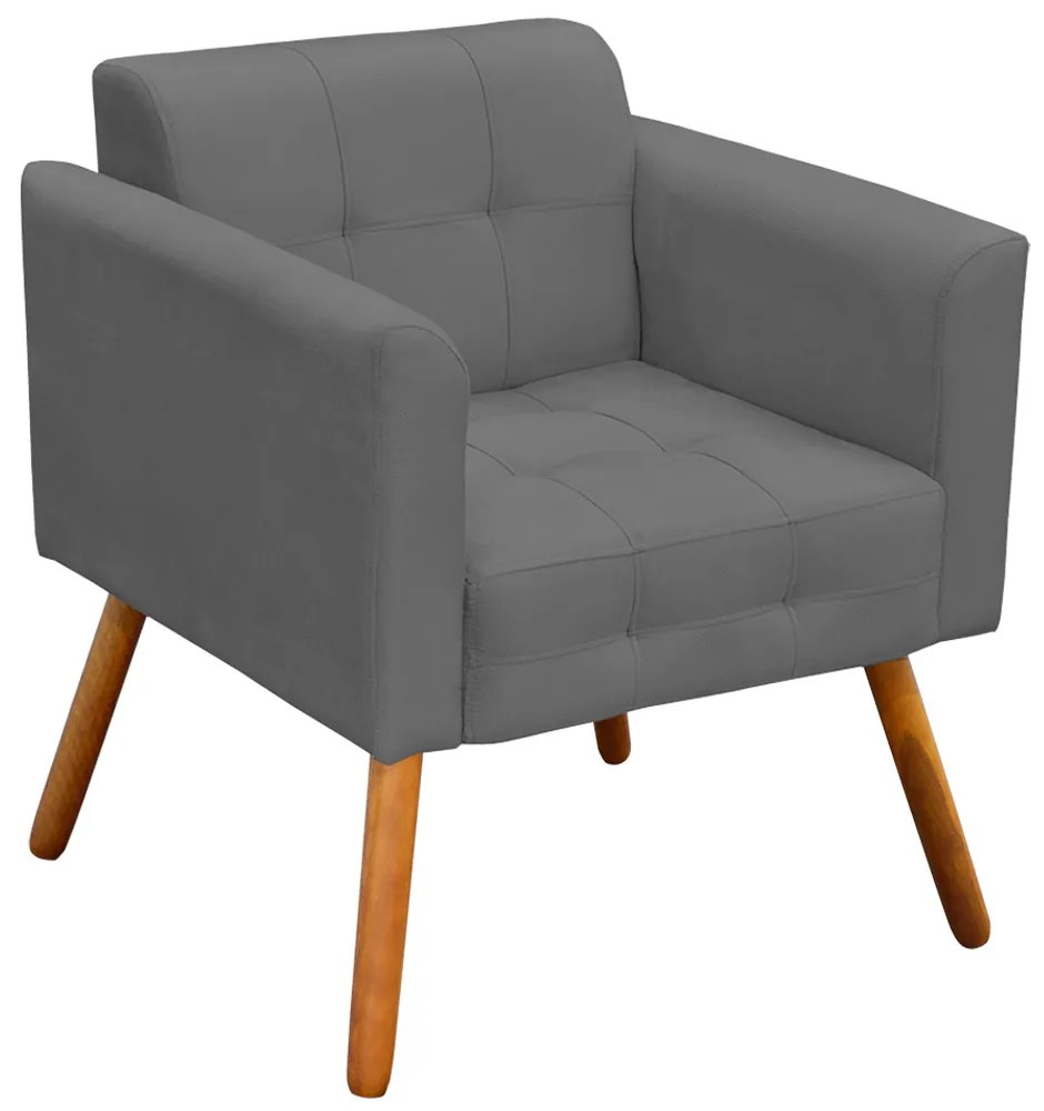 Poltrona Decorativa Pés Palito Karen Suede Grafite G19 - Gran Belo
