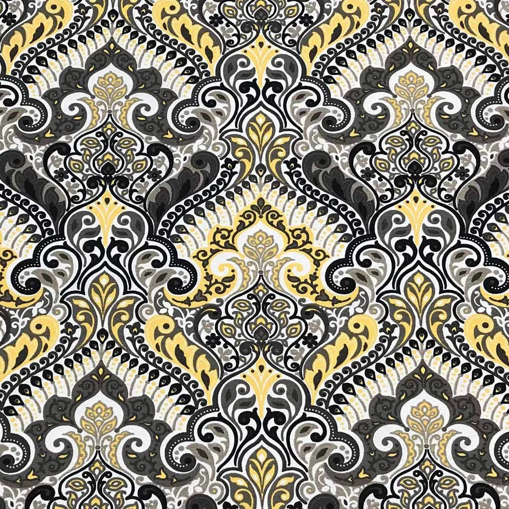 Tecido Belize Estampado Arabesco Amarelo D77 01 Metro - D'Rossi
