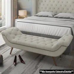 Puff Recamier Calçadeira 140cm Pés Palito Madeira Venêto Z37 Boucle Cr