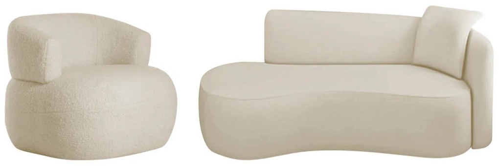 Kit Divã Recamier 180cm e Poltrona Luxo Suíça Lado Esquerdo Linho