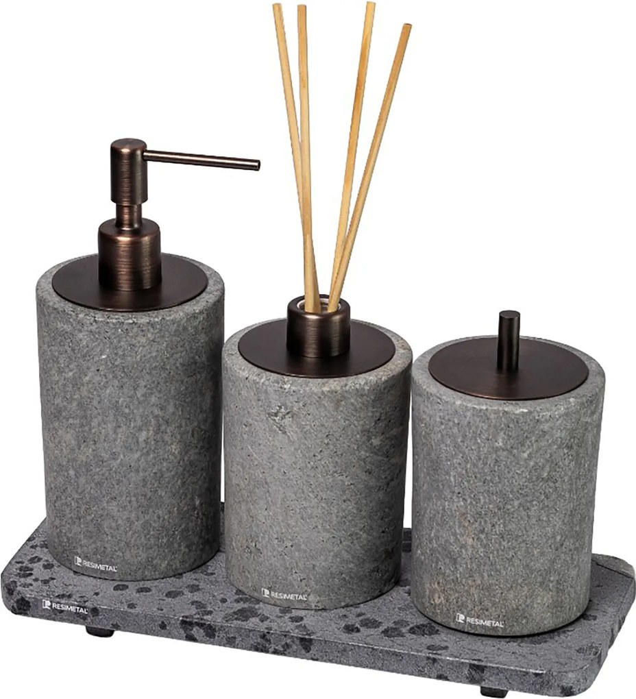 Conjunto Banheiro 3 Pçs Petra - Bronze Escovado  Bronze Escovado