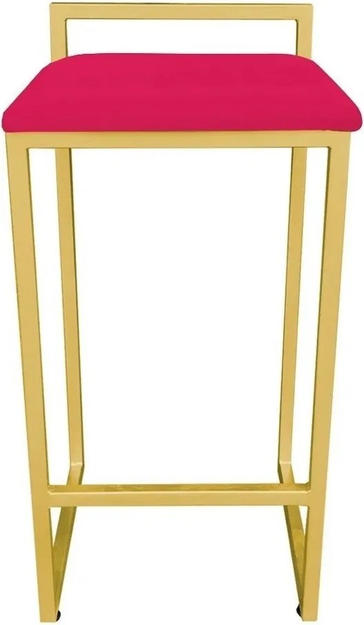 Conjunto 02 Banquetas Pietra Suede Base Dourado D03 - D'Rossi - Vermelho