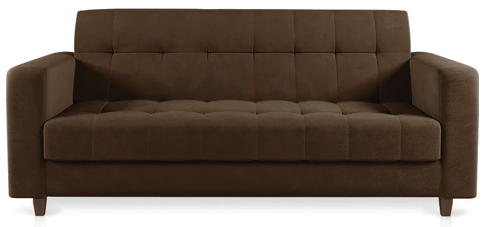 Sofá 03 Lugares Arezzo Suede Marrom Pés Chanfrado Tabaco - D'Rossi