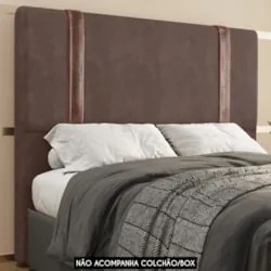 Cabeceira Cama Box King 193cm Estofada Glory Veludo Marrom Z04 - Mpoze
