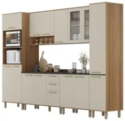 Armário Cozinha 6 Peças CP04 Com Tampo Nádia Mocca/Avelã L01 - Mpozena