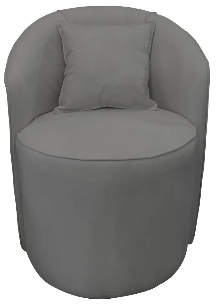Poltrona Redonda Serena Suede Base Fixa C05 - D'Rossi - Cinza