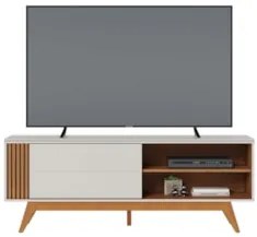 Rack Bancada Para TV 60 Pol 160cm Diana Off White/Freijó C05 - Mpozena