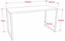 Conjunto Escritório Estilo Industrial Mesa 135cm e Estante 60cm 3 Prat