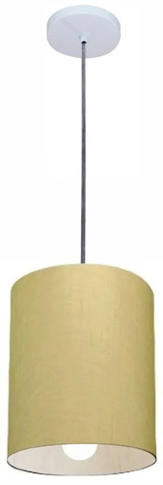 Lustre Pendente Cilíndrico Md-4200 Cúpula em Tecido 14x15cm Algodão Crú - Bivolt