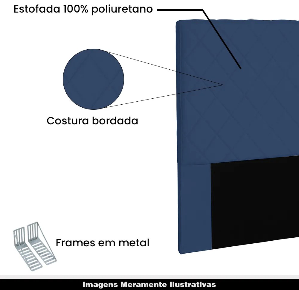 Cabeceira Decorativa 1,40M Baelon Suede Azul Marinho G63 - Gran Belo