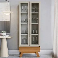 Cristaleira 2 Portas Com Gaveta Marcela L06 Nature/Off White - Mpozena