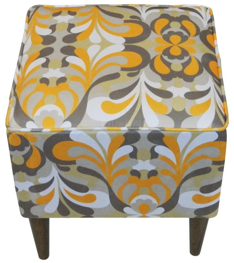 Puff Quadrado Milão Suprema em Suede com Pés Palito - Adamascado