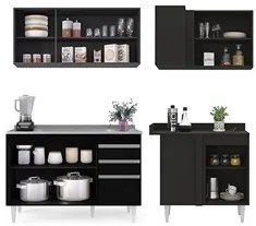 Armário de Cozinha Modulado de Canto Esquerdo 4 Peças CP48 com Pia Ino