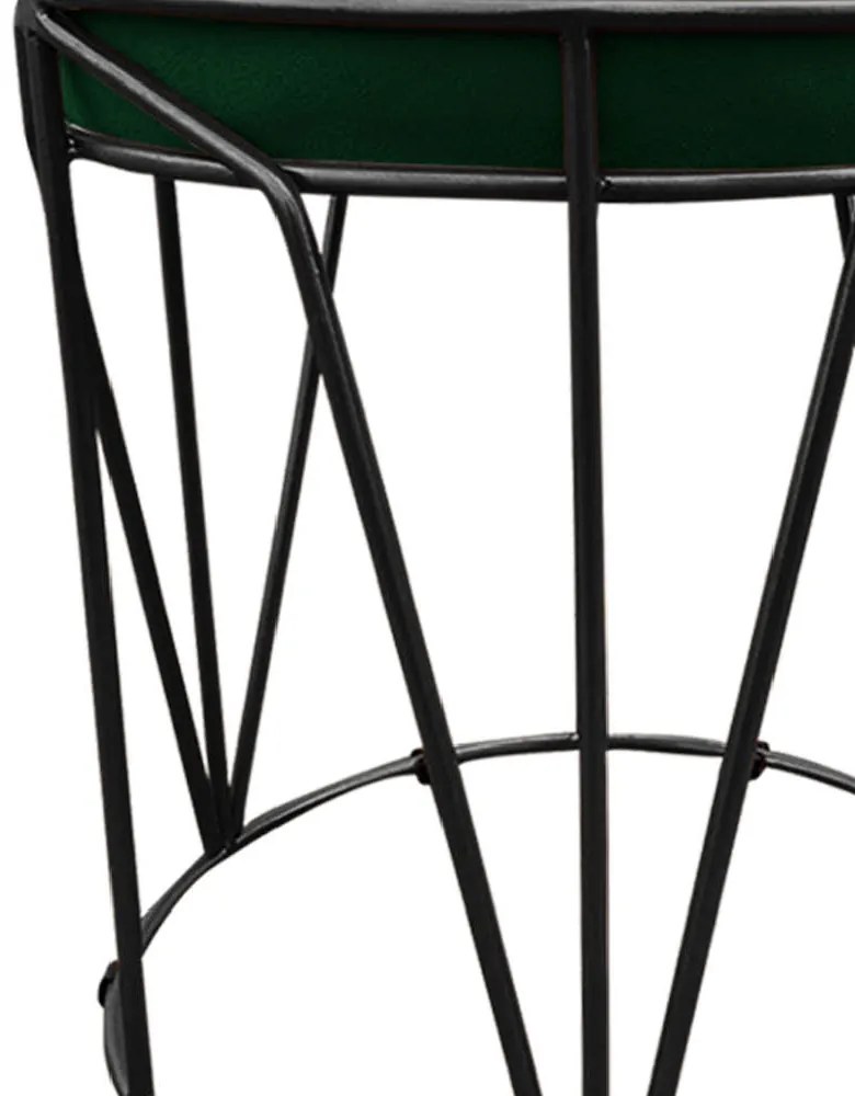 Puff Multiuso com Mesa Babu 2 em 1 Suede Verde Base Preto - D'Rossi'