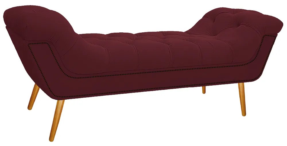 Calçadeira Estofada Veneza 195 cm King Size Suede Bordô - ADJ Decor