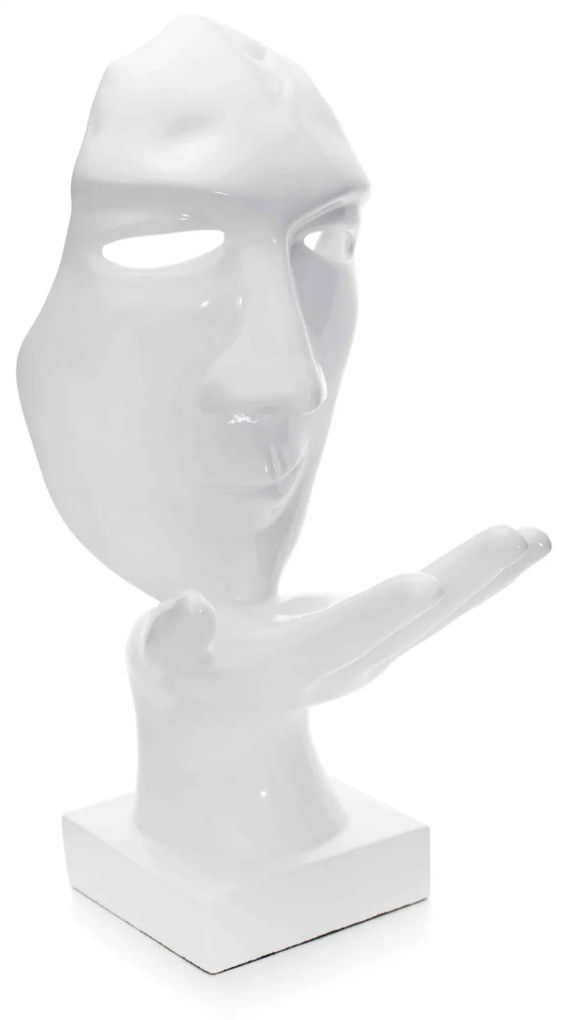 Máscara Sopro Decorativa Branco Em Cerâmica 35x16x20 Cm - D'Rossi