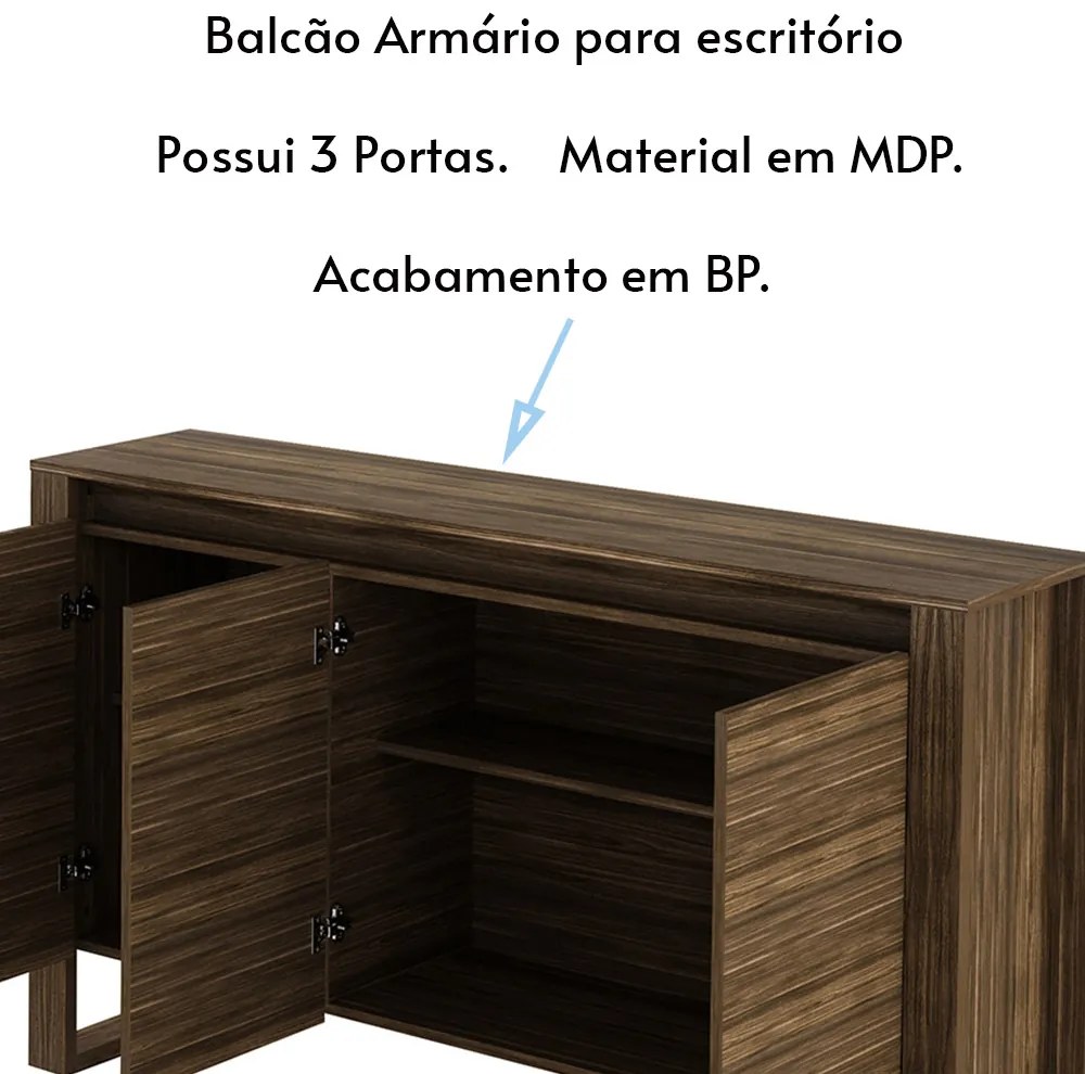 Balcão para Escritório Home Office ME4147 Nogal G69 - Gran Belo