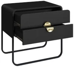 Mesa de Cabeceira Quarto 60cm 2 Gavetas Mario Nero/Preto A10 - Mpozena