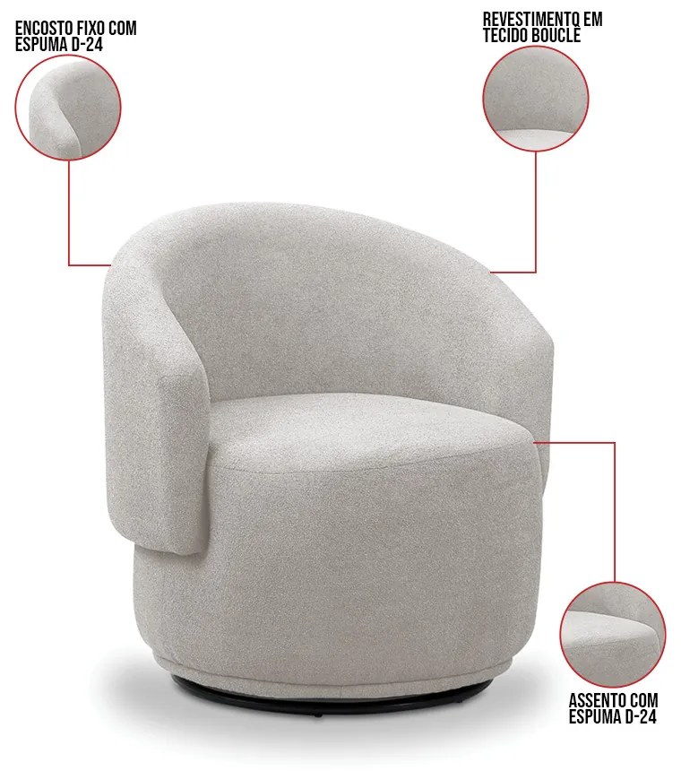 Poltrona Decorativa Orgânica Névoa Bouclê E03 - D'Rossi - Cinza claro