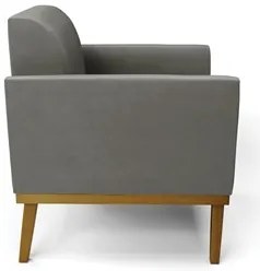Sofá Namoradeira e 2 Poltronas Base Madeira Castanho Maressa Suede Gra