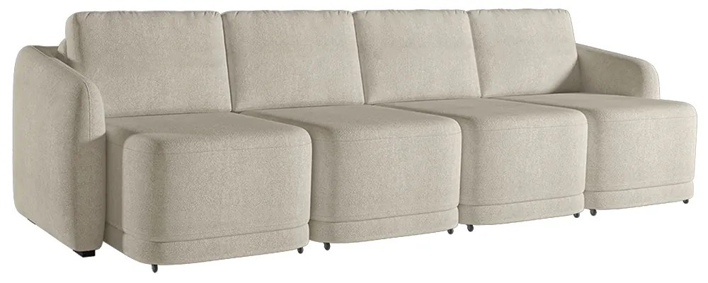 Sofá Cama Modulado Retrátil e Reclinável Decorativo Varsóvia 396cm Bouclê Bege G33 - Gran Belo