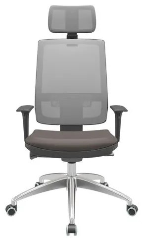 Cadeira Office Brizza Tela Cinza Com Encosto Assento Vinil Cafe Autocompensador 126cm - 63237 Sun House
