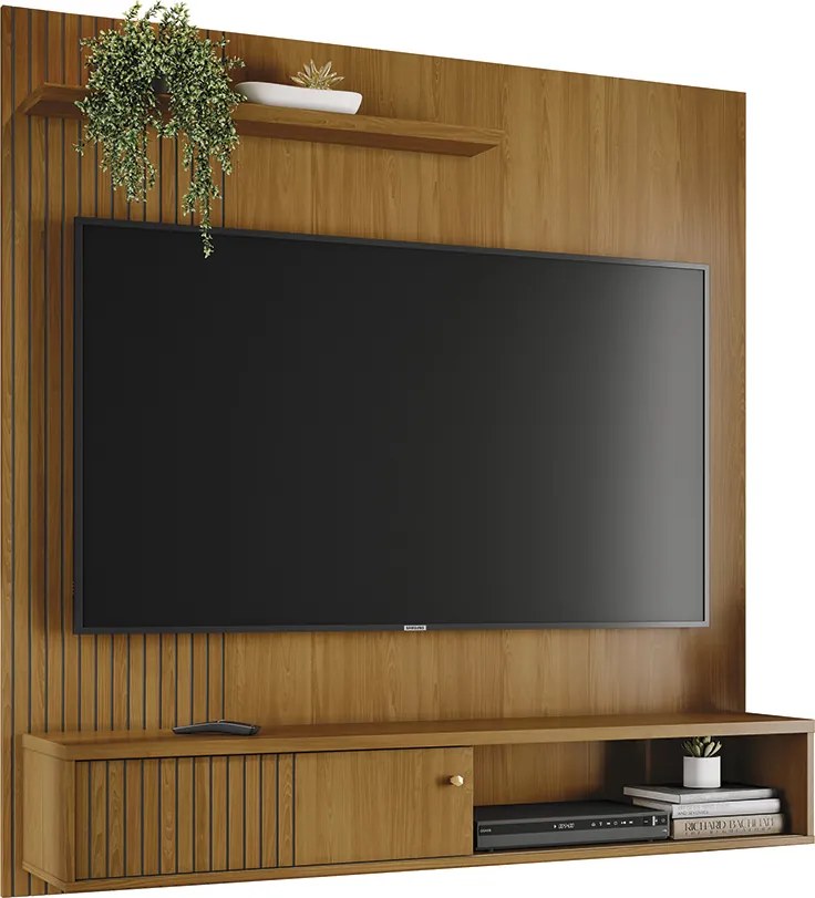 Painel TV 65 Pol 161cm Bancada Suspensa para Sala Dorema Cumaru M20 - D'Rossi
