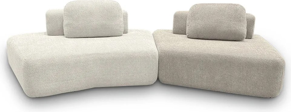 Sofá Ilha Sala de Estar Modulado Dakota Encosto Almofadas Soltas Bouclê Rústico OffWhite/Greige G33 - Gran Belo