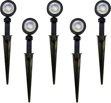 Kit 5 Espetos Led Preto 3w Ip65 3000k Luz Amarela Yamamura