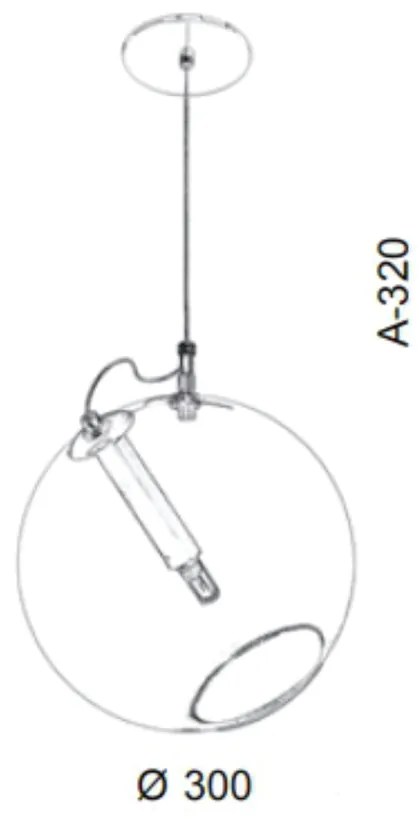 Pendente Globo Inclinado Ø30X32Cm Metal E Globo Ø30Cm 01Xg9 |Old Artis... (ONIX, CLEAR (TRANSPARENTE))