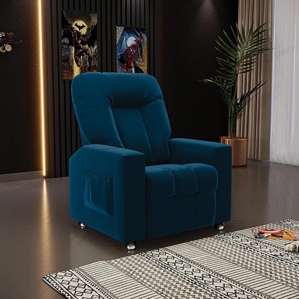 Poltrona do Papai Reclinável Para Cinema Sora Veludo FH1 - D'Rossi - Azul Marinho