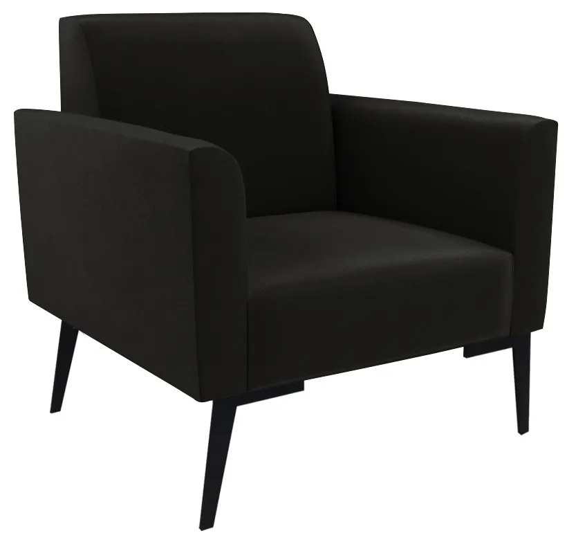 Sofá Namoradeira com 2 Poltronas Pés Villach Marisa Suede D03 - D'Rossi - Preto