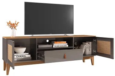 Rack Esmeralda 1.60 Cinza Perola/Noce - Casa D Móveis