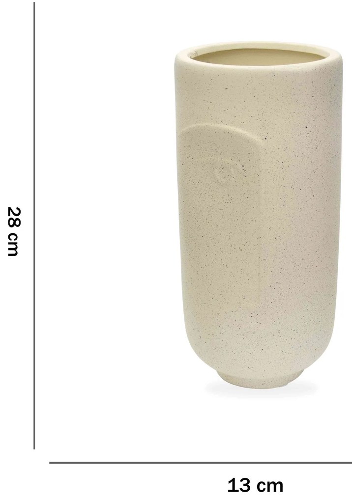 Cachepot Decorativo Rosto Em Cerâmica Areia 28x13 Cm - D'Rossi