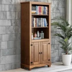 Estante Livreiro Madeira Maciça 2 Portas Henry Imbuia Fosco Z25 - Mpoz