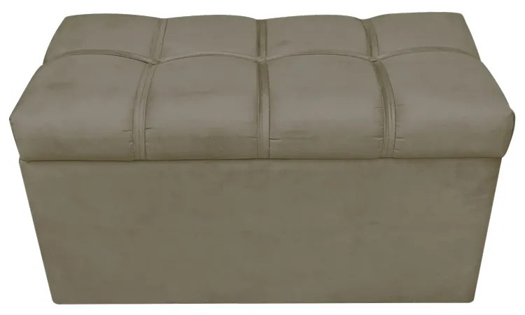 Calçadeira Botonê com Baú 90 cm Suede Marrom Rato - D'Rossi