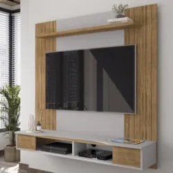 Painel TV 55 Pol e Bancada Suspensa 136cm Foz Cinamomo/Off B02 - Mpoze