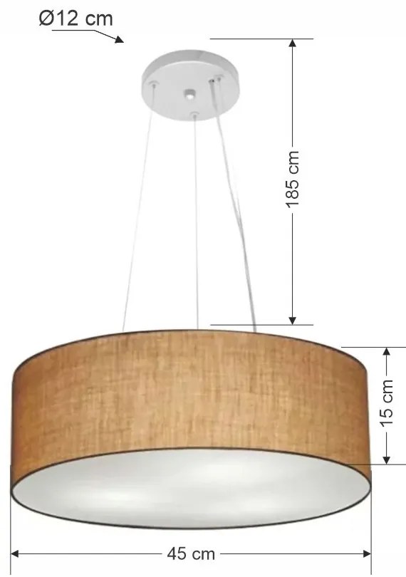 Lustre Pendente Cilíndrico Md-4184 Cúpula em Tecido 45x15cm Palha - Bivolt