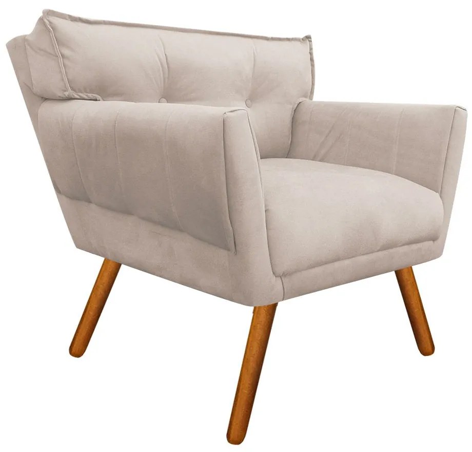Kit 2 Poltronas Anitta Suede Pés Palito Castanho D03 - D'Rossi - Bege