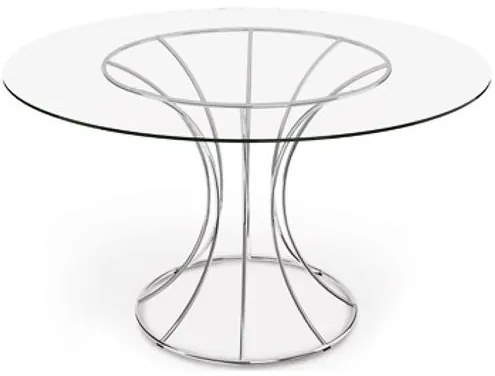 Mesa Jantar Wassi Tampo Vidro Base Cromada 120cm - 41127 Sun House