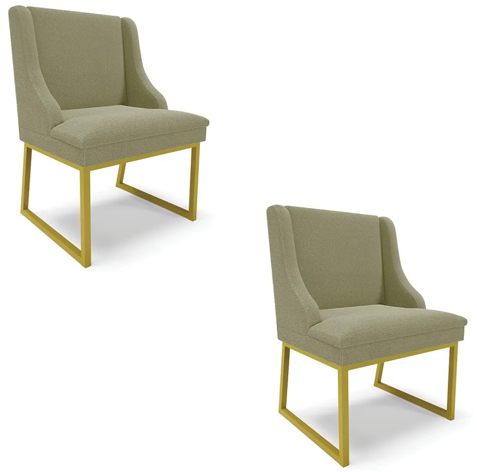 Cadeira Sala de Jantar Industrial Dourado kit 2 Liz Bouclê D03 - D'Rossi - Verde Pistache