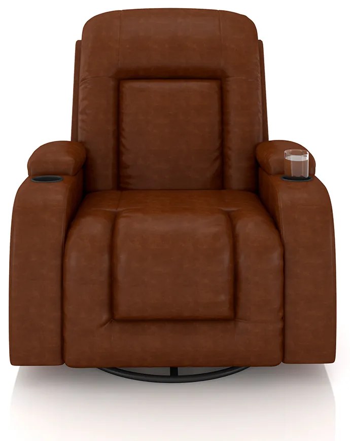 Poltrona do Papai Reclinável Giratória e Balanço Sala de Cinema Crihs Manual Glider PU Caramelo Brilho G23 - Gran Belo