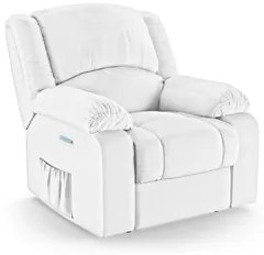 Poltrona do Papai Reclinável Pietra Elétrica LED Massagem FH9 PU Branc